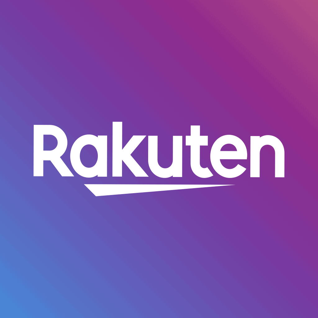 The Rakuten logo with a purple background.