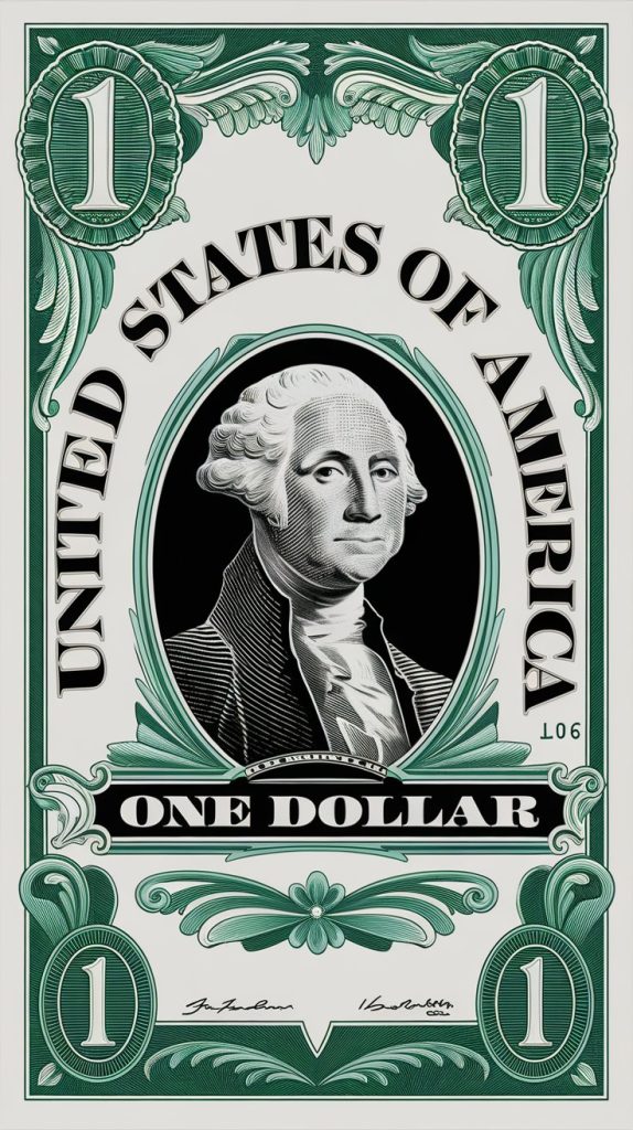 A close-up image of a one-dollar bill featuring George Washington's portrait.