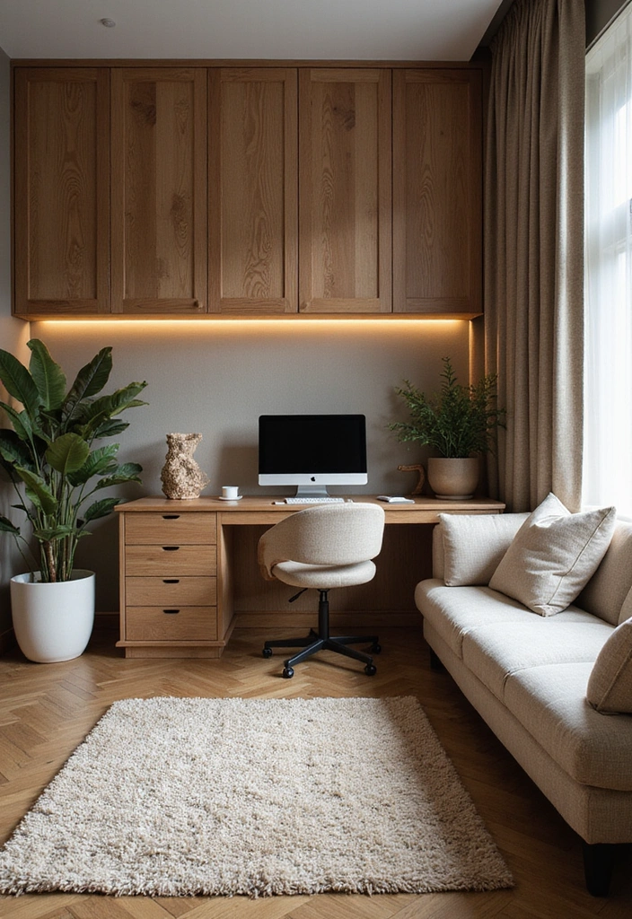 20 Brilliant Built-In Desk and Cabinet Ideas for Your Dream Home Office! - 15. Layered Textures