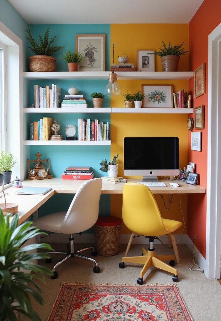 12 Creative Home Office Solutions for Two That Will Transform Your Space! - 6. Color-Coded Zones