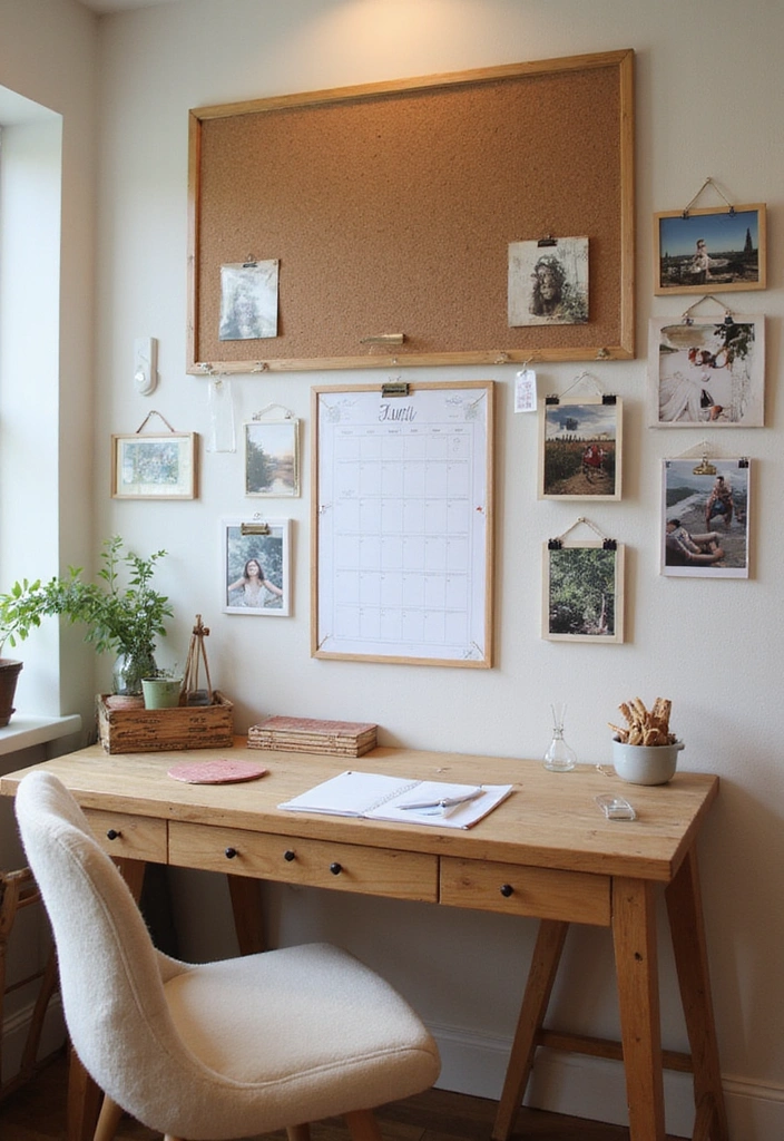 28 Cozy Living Room Office Combos That Make You Feel Right at Home! - 27. Create a Cozy Calendar Wall