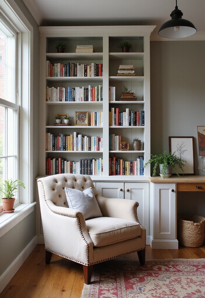 15 Vintage and Chic Home Office Ideas to Transform Your Workspace into a Dream! - 2. Reading Nook with Vintage Appeal