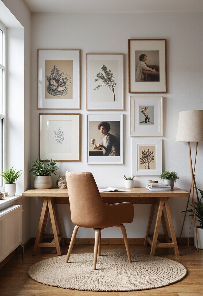 28 Cozy Living Room Office Combos That Make You Feel Right at Home! - 19. Incorporate Personal Art