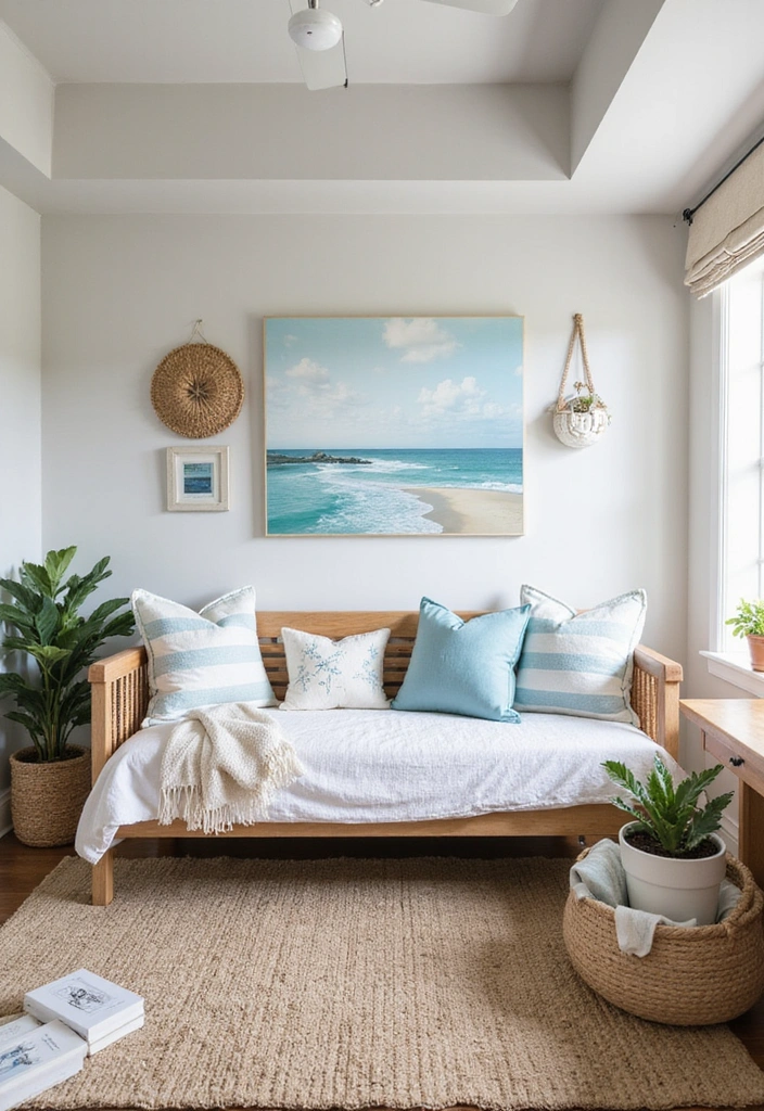 19 Cozy Office with Daybed Ideas - 5. Coastal Escape
