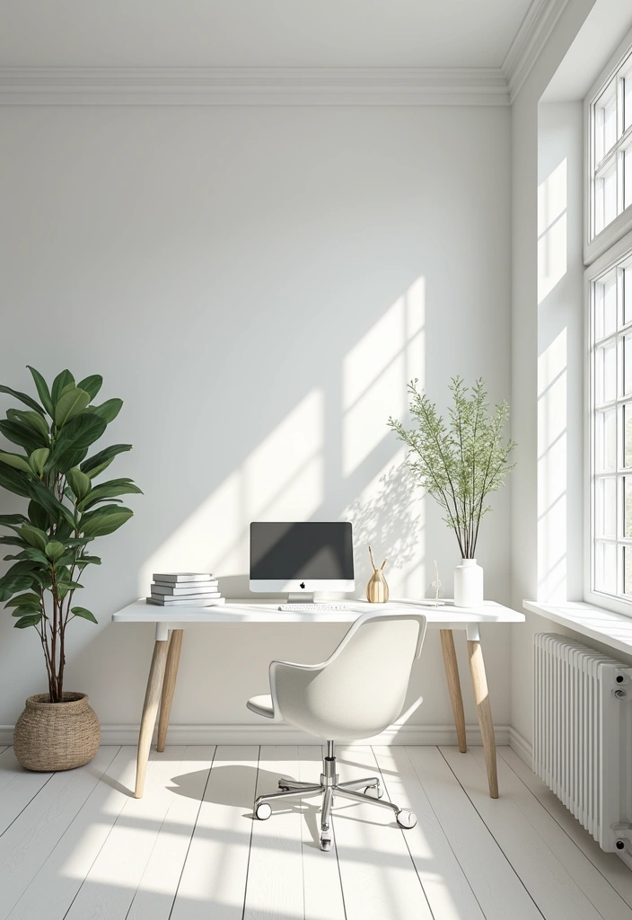 14 Gorgeous White Home Office Ideas to Elevate Your Workspace Design! - 6. Bright & Airy
