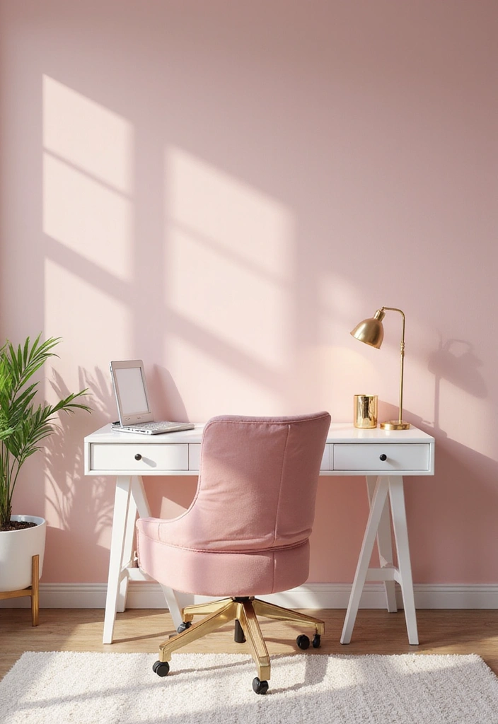 21 Stylish Feminine Home Office Ideas That Will Elevate Your Workday! - 1. Blush Pink Elegance