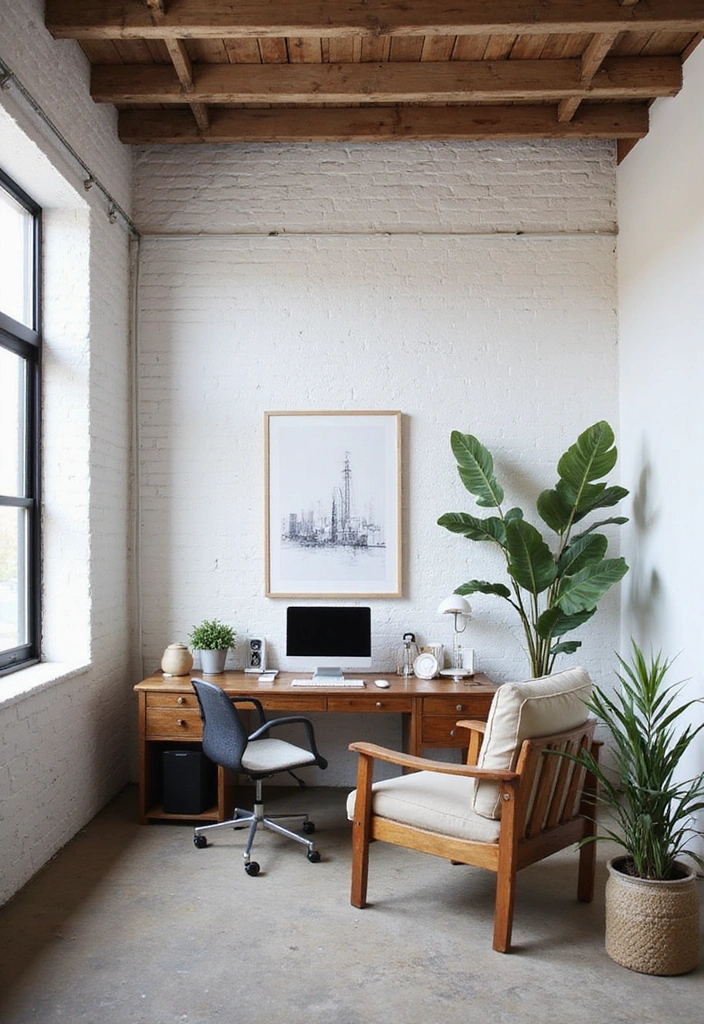 14 Gorgeous White Home Office Ideas to Elevate Your Workspace Design! - 5. Modern Industrial
