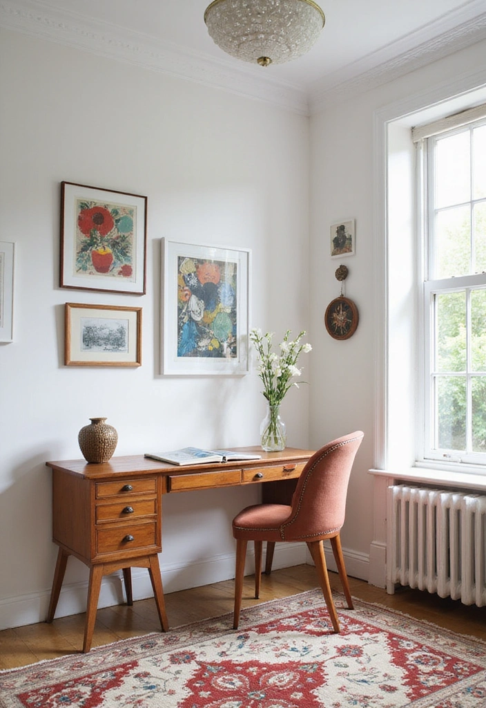14 Gorgeous White Home Office Ideas to Elevate Your Workspace Design! - 9. Artistic Expression