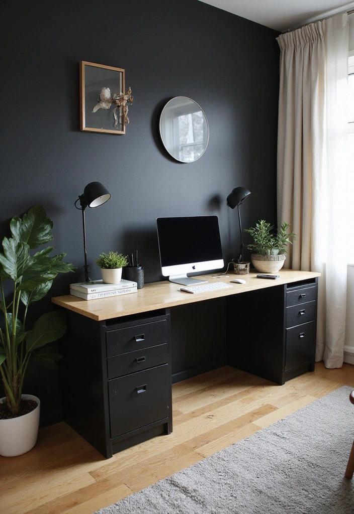 17 Black Accent Wall Inspirations for a Masculine Home Office (Increase Your Productivity!) - 16. Adaptive Workspace