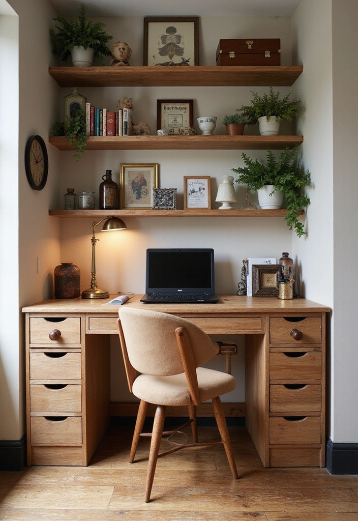 20 Brilliant Built-In Desk and Cabinet Ideas for Your Dream Home Office! - 8. Vintage Charm