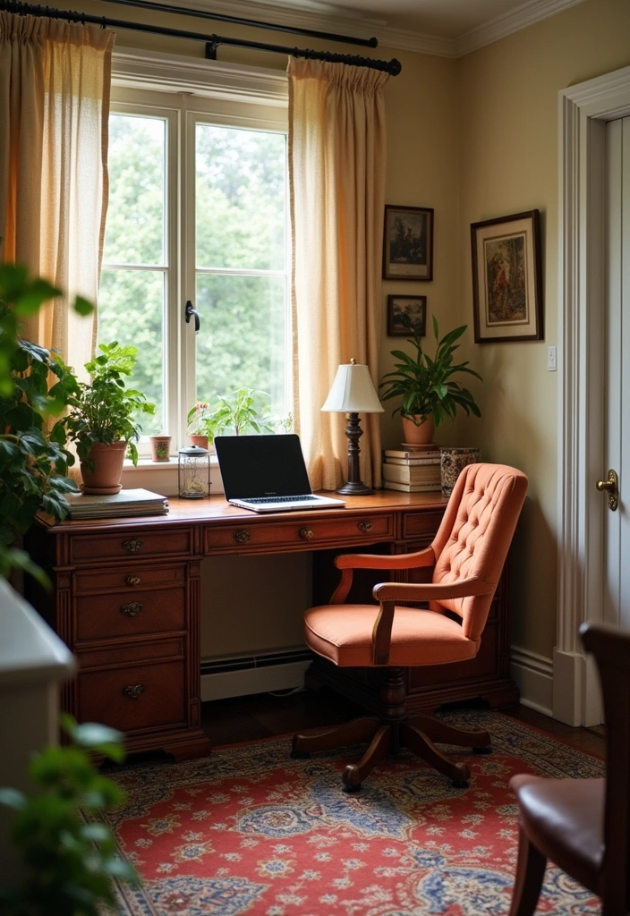 21 Stylish Feminine Home Office Ideas That Will Elevate Your Workday! - 4. Vintage Charm