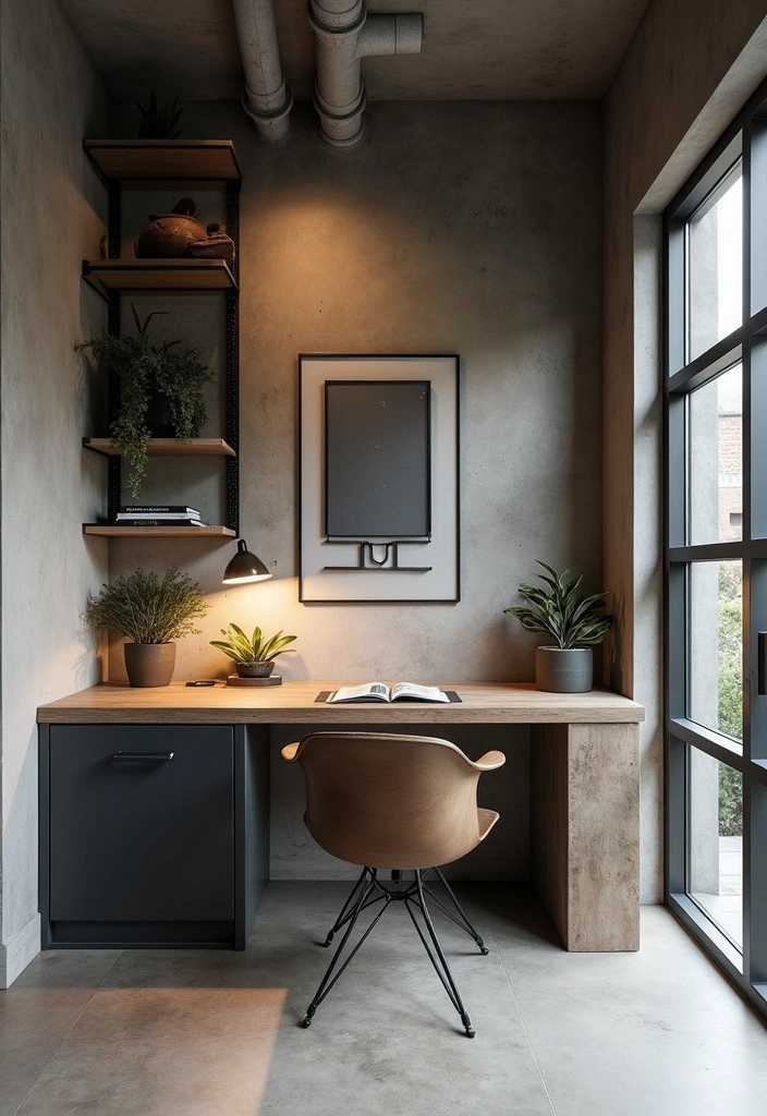20 Brilliant Built-In Desk and Cabinet Ideas for Your Dream Home Office! - 16. Industrial Chic