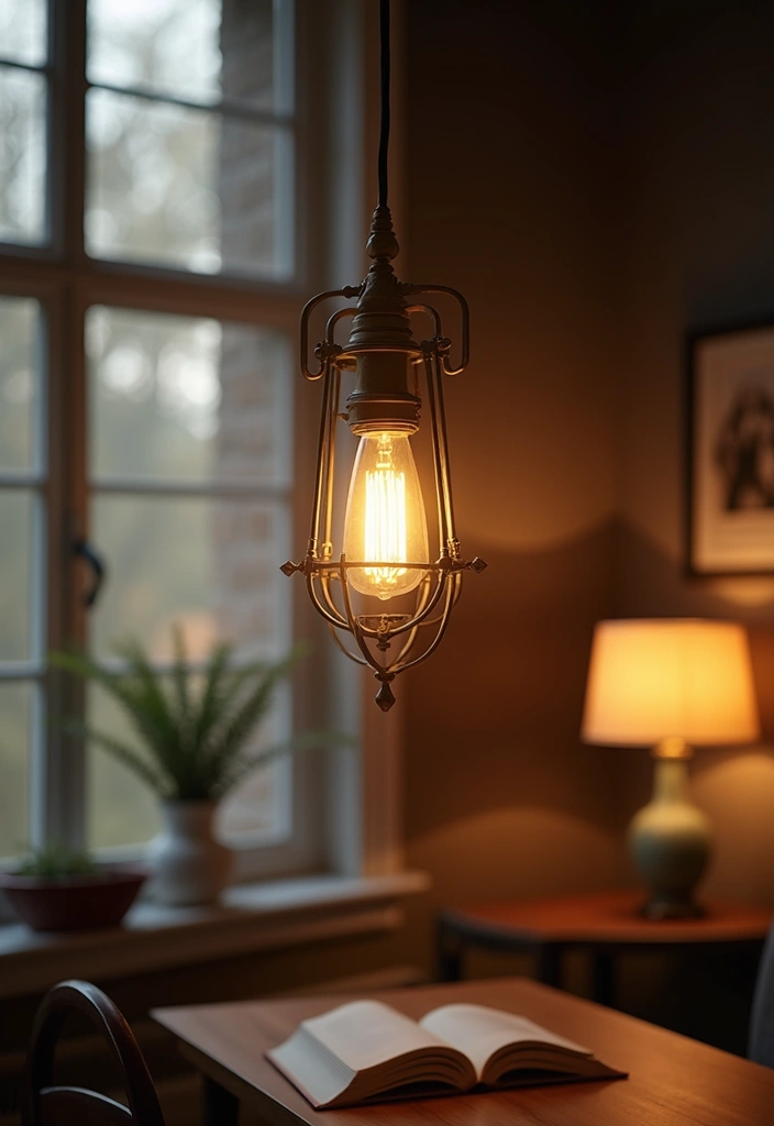 15 Vintage and Chic Home Office Ideas to Transform Your Workspace into a Dream! - 3. Vintage Lighting Fixtures