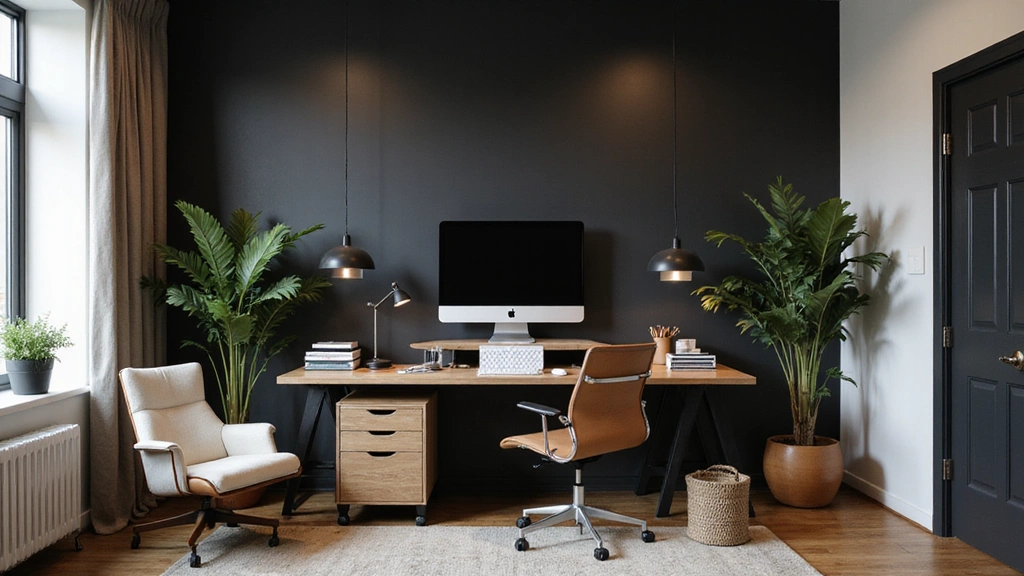 17 Sleek Masculine Home Office Ideas with Black Accent Walls