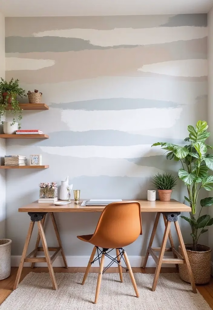 20 Hand-Painted Wall Patterns That Bring Your Home Office to Life - 3. Organic Stripes
