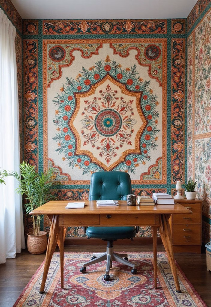 20 Hand-Painted Wall Patterns That Bring Your Home Office to Life - 20. Cultural Inspirations